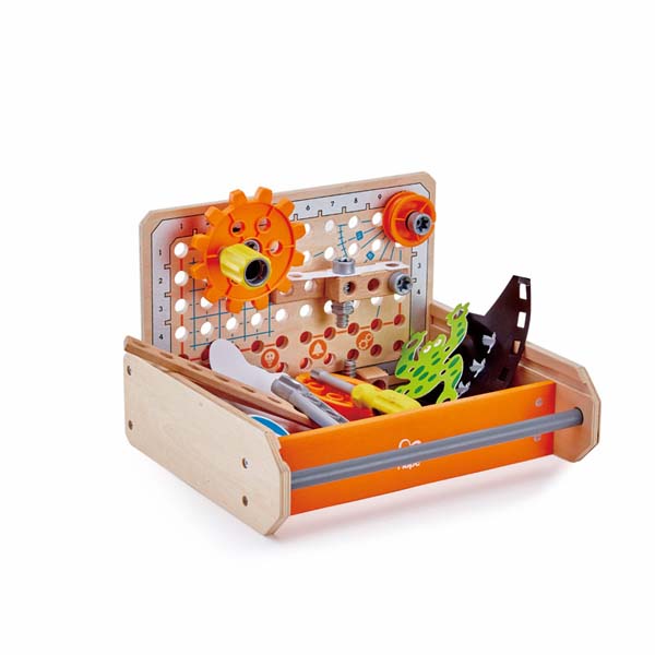 Hape Junior Inventor Cassetta degli Strumenti per Esperimenti di Scienze ed Invenzioni - L'Orso Dado