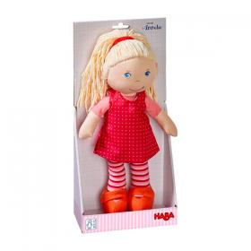 Bambola HABA Annelie con scarpe cucite e abbigliamento curato, perfetta per giochi creativi e storie fantastiche.