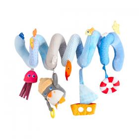 Mobile a Spirale HABA Pinguino, gioco sensoriale per neonati con morbido peluche e attività educative.