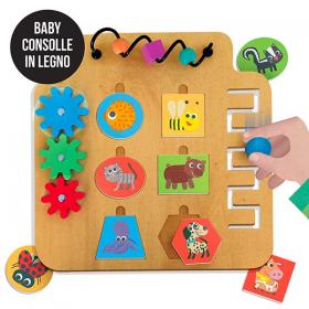 Consolle multiattività in legno Headu Laboratorio Manine Attive Montessori con giochi di manipolazione