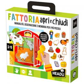 Fattoria Apri e Chiudi Headu gioco educativo per bambini con animali e attività di scoperta