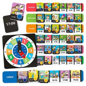 Cartelle e tessere del gioco Che Ora È Headu per imparare il concetto del tempo e le attività della giornata