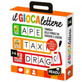 Il Giocalettere Headu: gioco educativo per imparare lettere, parole, lettura e scrittura con lettere tattili e tessere autocorrettive per bambini.